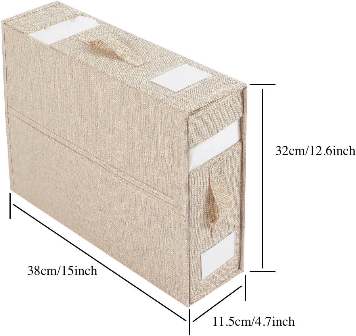 Linen Closet Organizers and Storage for Bedding Thin Blanket, Folding Sheet Storage Organizer with Visible Window (Beige)