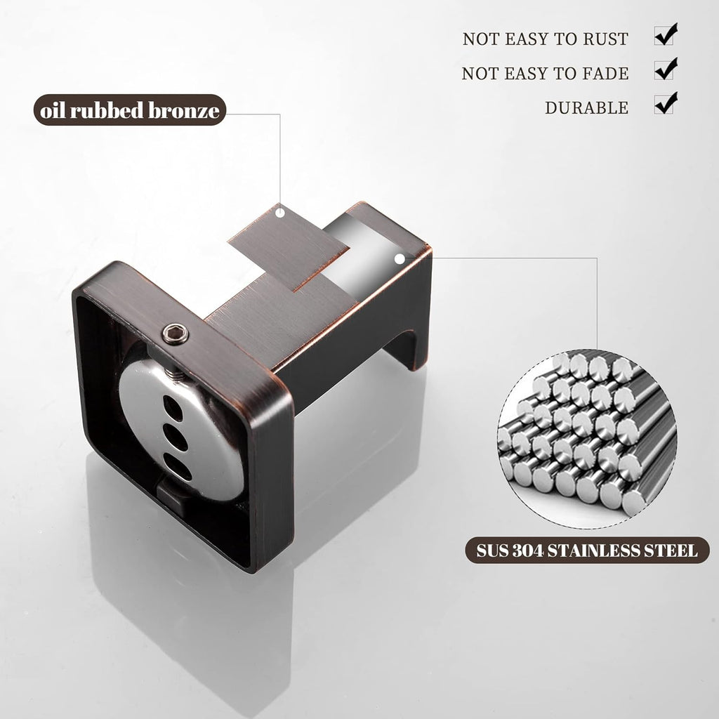 FORBATH Bronze Towel Hooks, Bathroom Robe Hook Wall Mounted, Oil Rubbed Bronze Square Wall Hat Coat Hooks 4 Pieces