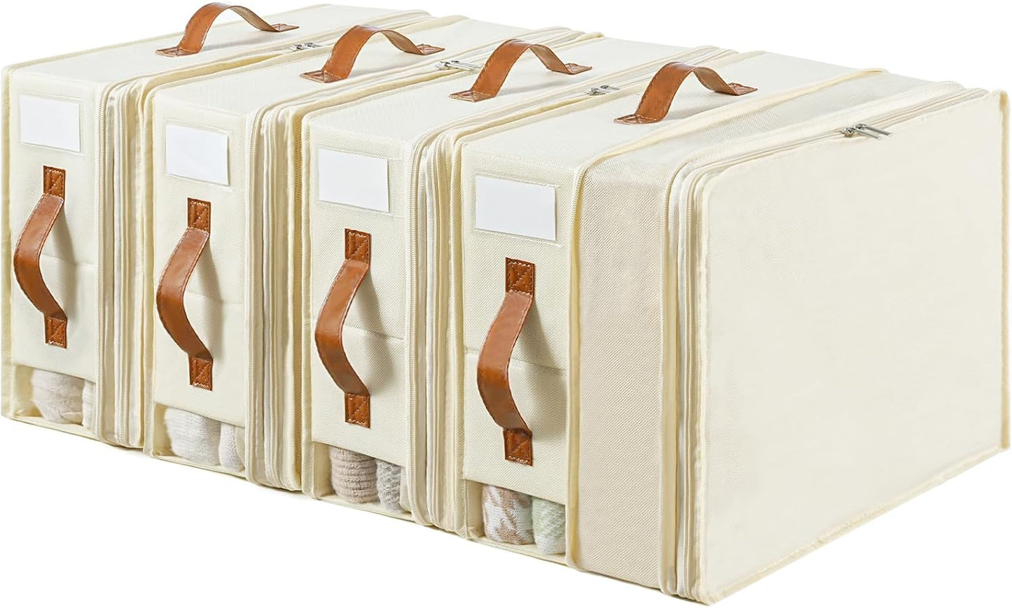 Linen Closet Organizers and Storage, 8 Pack Foldable Bedding Storage for Queen or King Size Bedsheets, Duvet Covers and Pillows