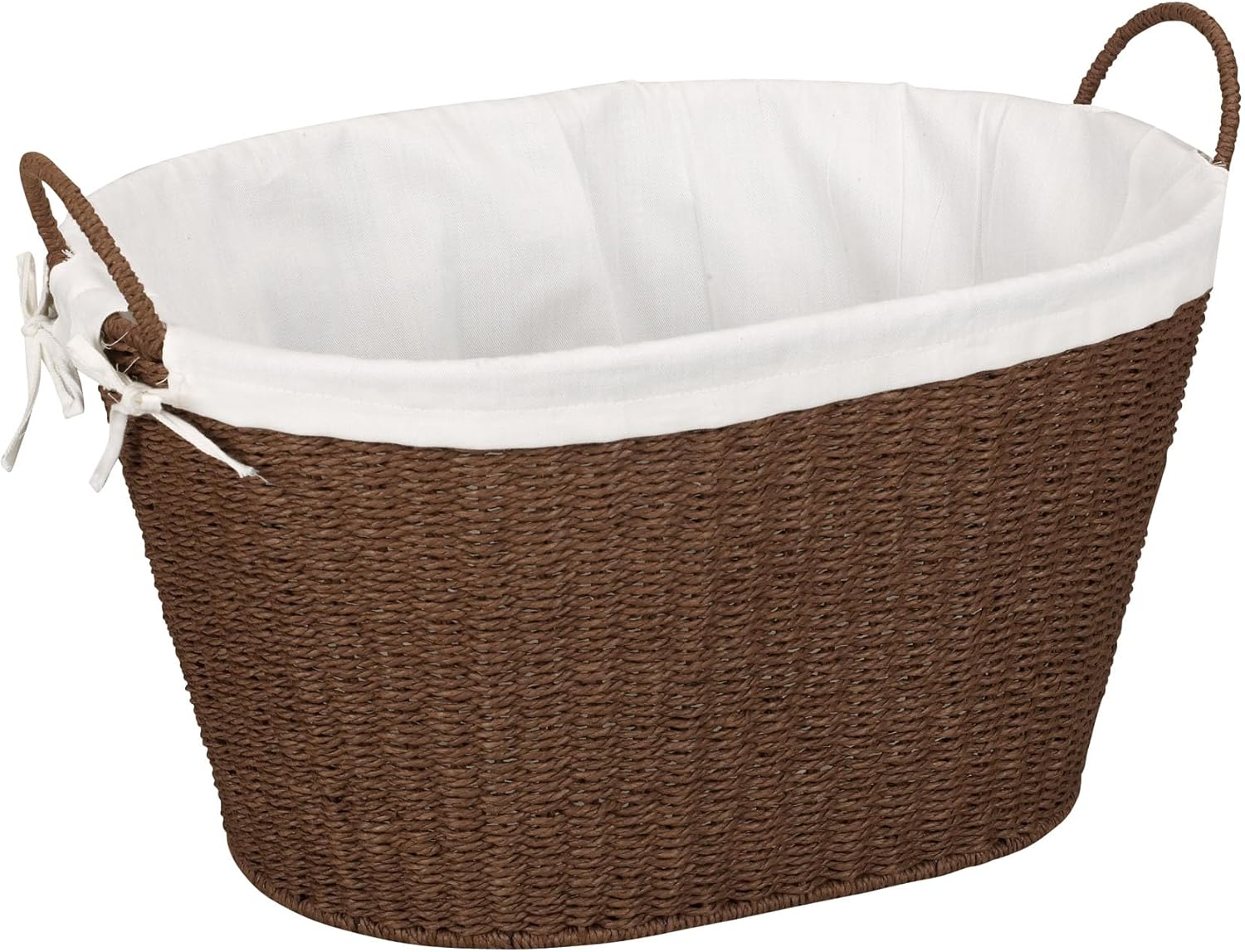 Household Essentials Wicker Laundry Basket with Handles, Handwoven Willow, Removable and Washable Liner, Great for Carrying Laundry or Storing Linens