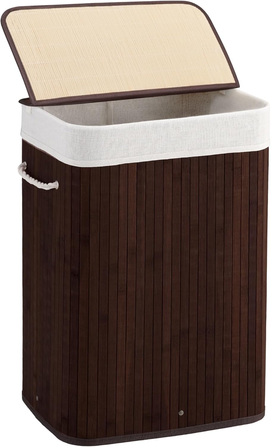 100L Laundry Hamper with lid, 2-Section Clothes Laundry Basket with Handles, Large Collapsible Bamboo Baskets for Bedroom, Bathroom, Dorm, Natural Beige