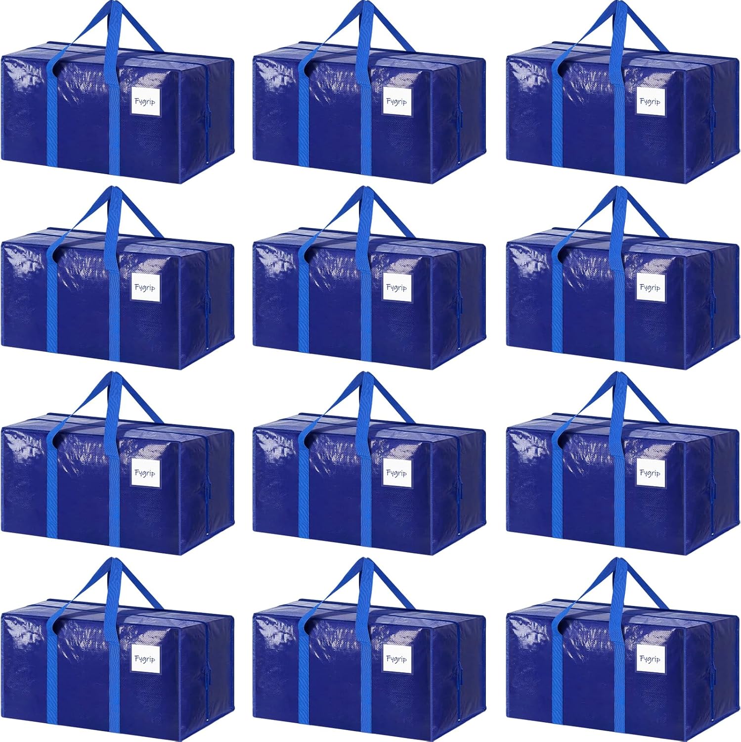 6 Pack Extra Heavy Duty Large Moving Bags with Strong Zipper & Comfortable Handles, Sturdy & Durable Clothes Storage Bags Totes Bins, Blue Packing Moving Boxes for College Supplies, Dark Blue