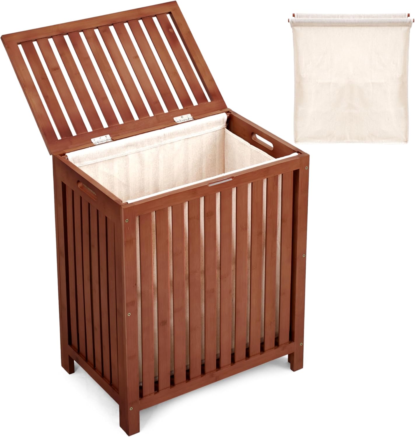 2LB Depot Laundry Hamper - 25x20x13-Inch Waterproof Bamboo Laundry Basket with Lid - Clothes Hamper for Clothes, Versatile Storage for Blankets, Toys, Towels - Suitable for Home Organization -110L