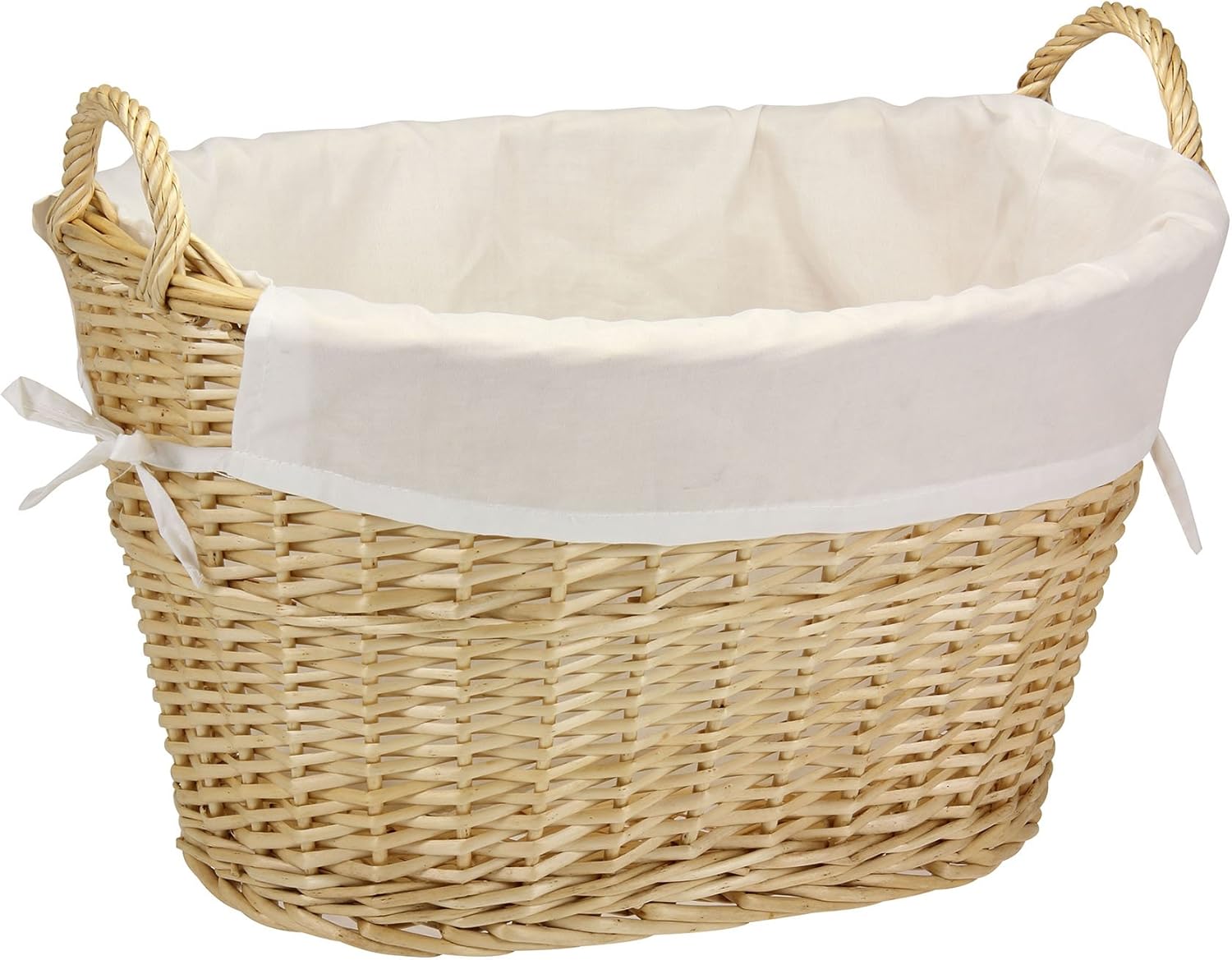 Household Essentials Wicker Laundry Basket with Handles, Handwoven Willow, Removable and Washable Liner, Great for Carrying Laundry or Storing Linens