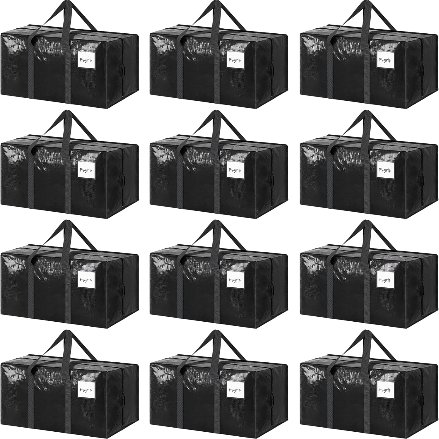 6 Pack Extra Heavy Duty Large Moving Bags with Strong Zipper & Comfortable Handles, Sturdy & Durable Clothes Storage Bags Totes Bins, Blue Packing Moving Boxes for College Supplies, Dark Blue