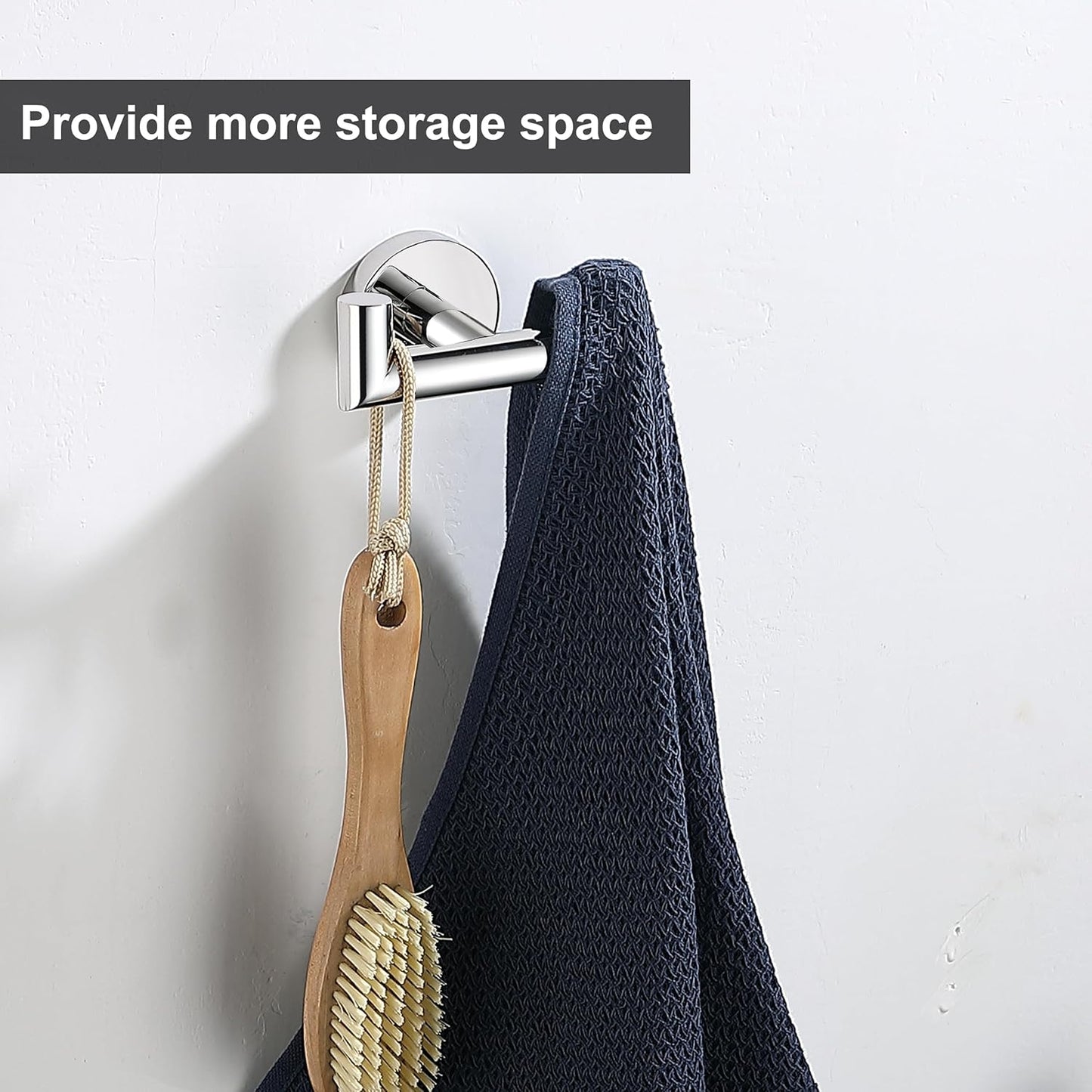 Towel Hooks For Bathrooms, Polished Chrome Towel Hook For Kitchen Bathroom, SUS304 Stainless Steel Coat Hook, Heavy Duty Double Holder Robe Hooks For Hanging Towels,Coats,Clothes,Wall Mount, 4 Pack