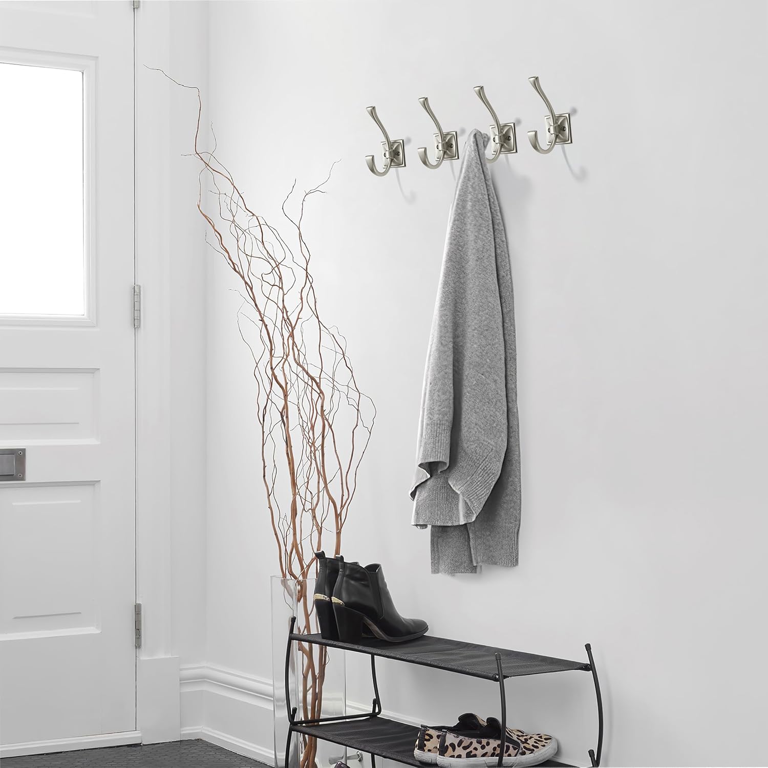 khtumeware Wall Hooks,10 Pack Coat Hooks Hardware Towel Hooks for Hanging Coats Matte Brushed Nickel Robe Hooks Wall Mounted with Screws for Key, Towel, Bags, Cup.